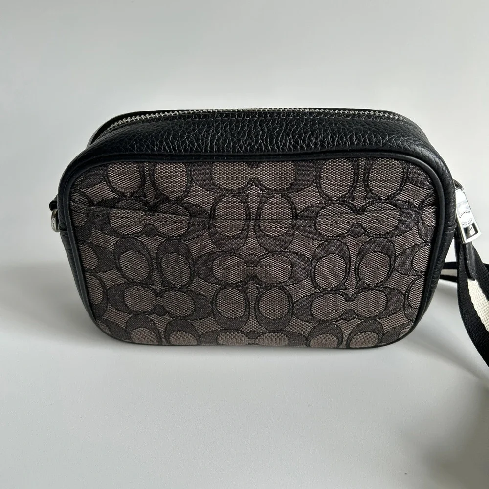 Coach Jamie Camera Bag Charcoal Black Signature Leather Crossbody Excellent